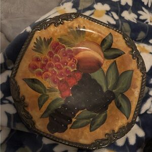 Decorative Fruit Tin with Metal Trim